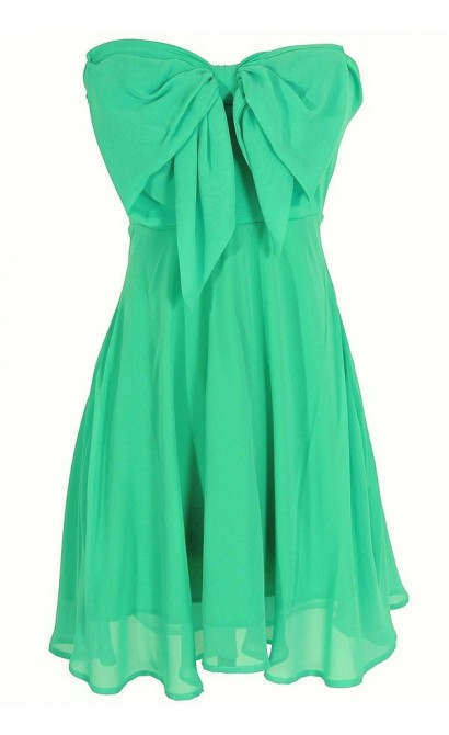 Oversized Bow Chiffon Dress in Jade